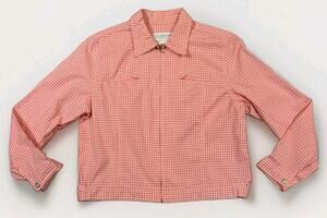 Liz Claiborne Lizsport Petite M Jacket Pink Gingham Zip Up 90s Preppy